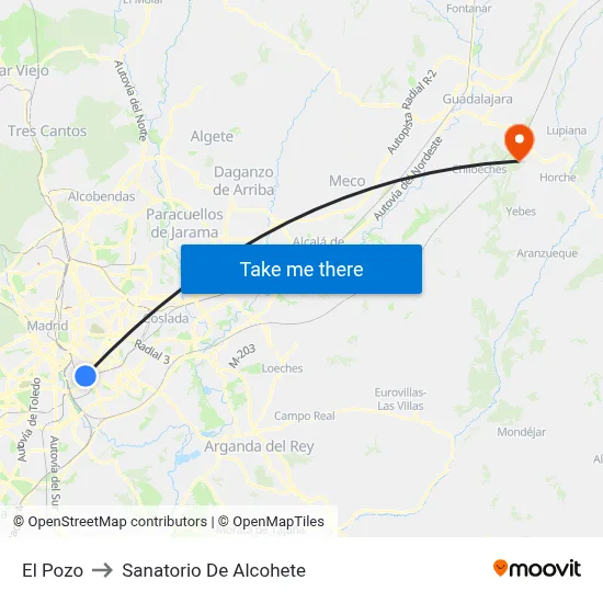 El Pozo to Sanatorio De Alcohete map