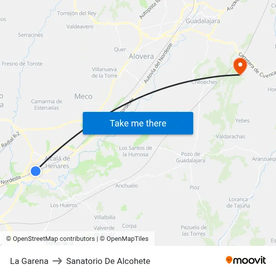 La Garena to Sanatorio De Alcohete map