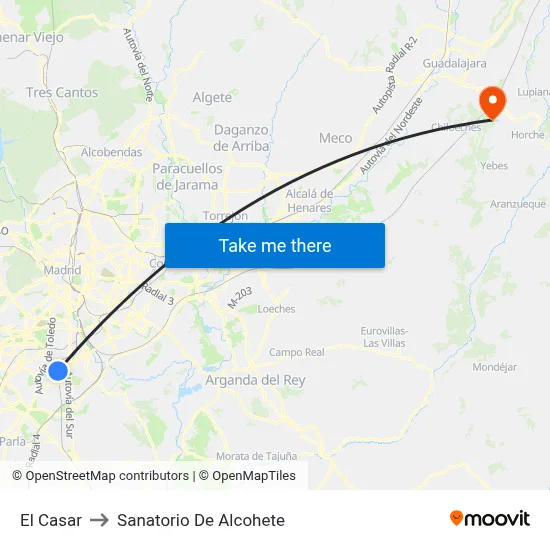 El Casar to Sanatorio De Alcohete map