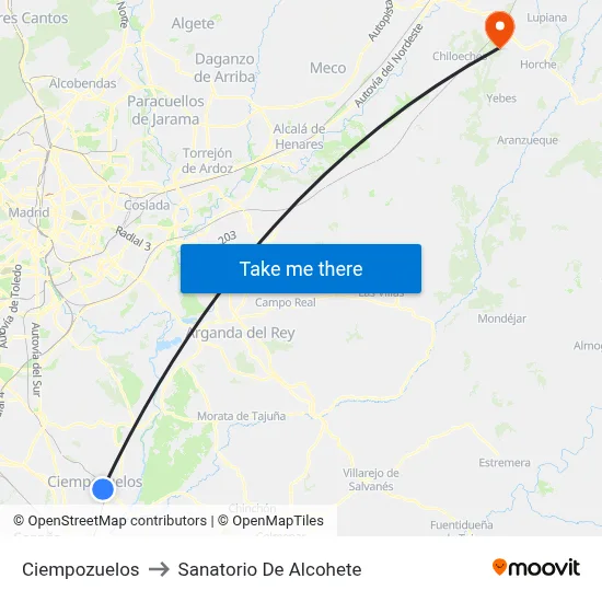 Ciempozuelos to Sanatorio De Alcohete map