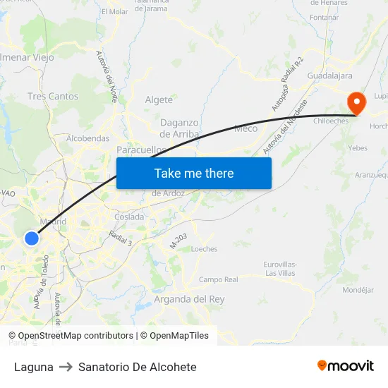 Laguna to Sanatorio De Alcohete map