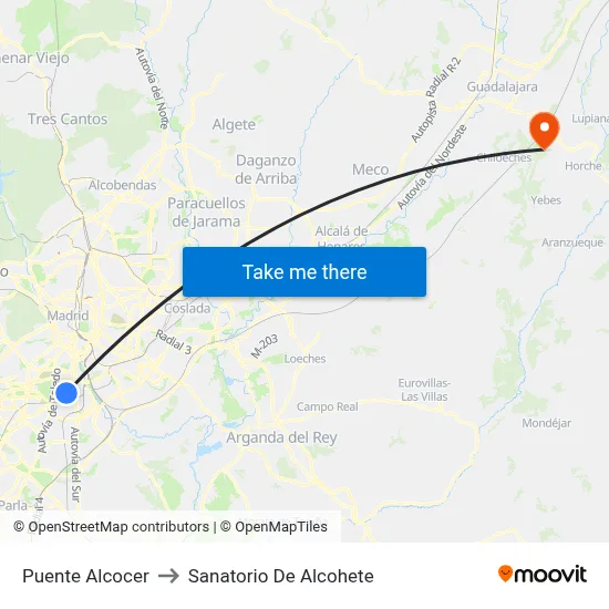 Puente Alcocer to Sanatorio De Alcohete map