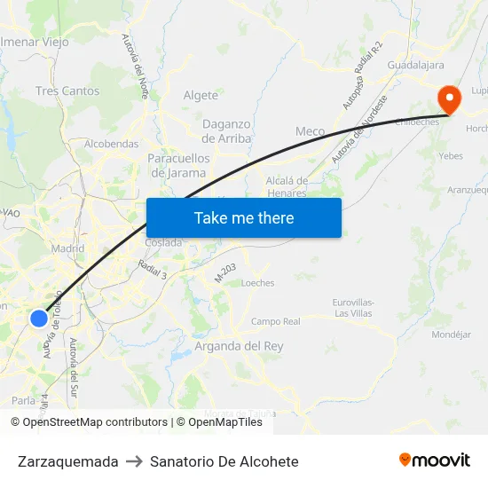 Zarzaquemada to Sanatorio De Alcohete map