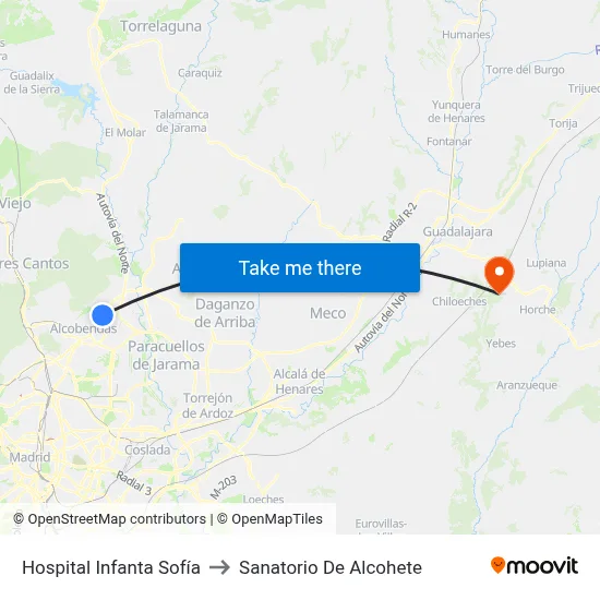 Hospital Infanta Sofía to Sanatorio De Alcohete map