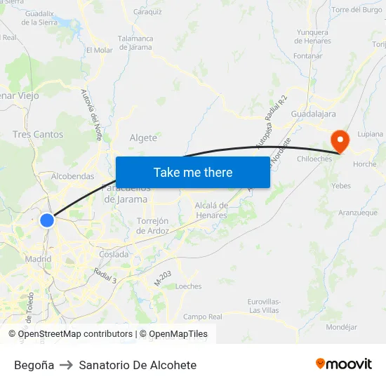 Begoña to Sanatorio De Alcohete map