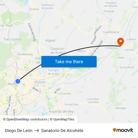 Diego De León to Sanatorio De Alcohete map