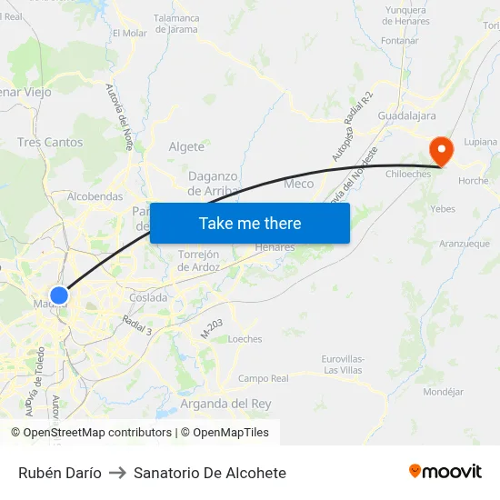 Rubén Darío to Sanatorio De Alcohete map