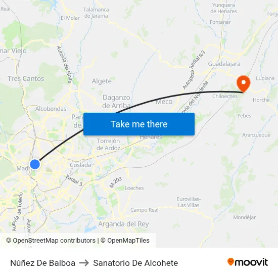Núñez De Balboa to Sanatorio De Alcohete map