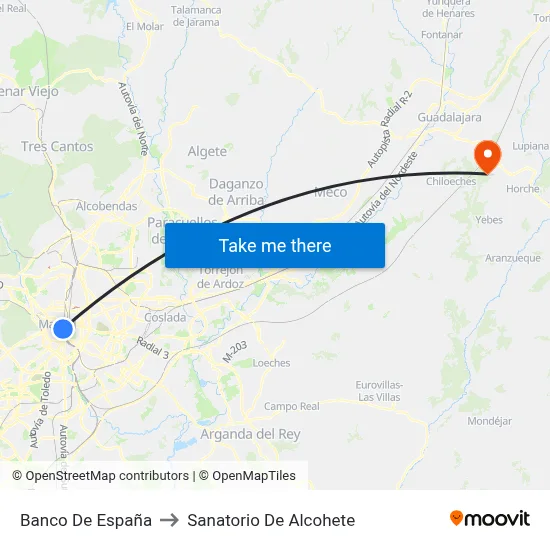 Banco De España to Sanatorio De Alcohete map