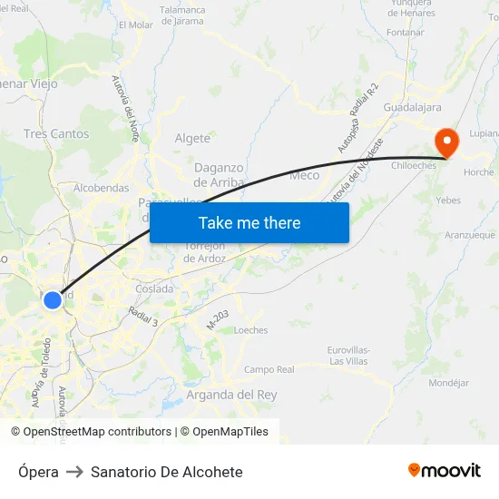 Ópera to Sanatorio De Alcohete map