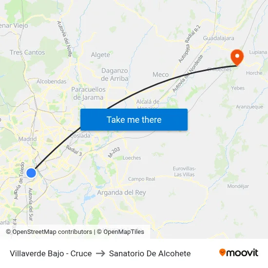 Villaverde Bajo - Cruce to Sanatorio De Alcohete map