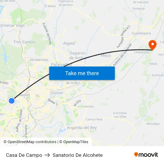 Casa De Campo to Sanatorio De Alcohete map