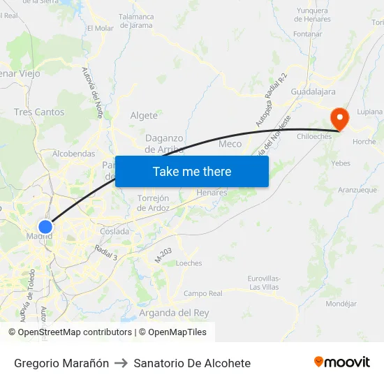 Gregorio Marañón to Sanatorio De Alcohete map
