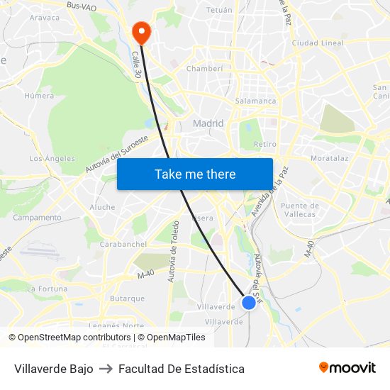 Villaverde Bajo to Facultad De Estadística map