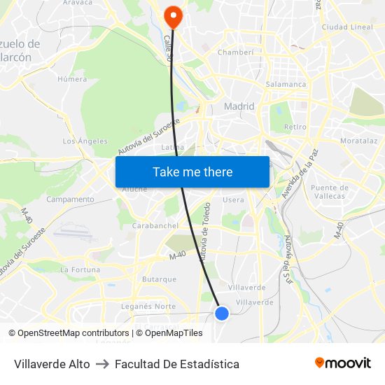 Villaverde Alto to Facultad De Estadística map