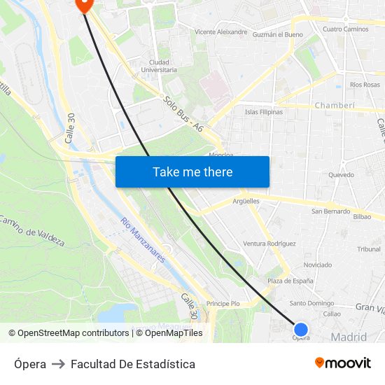 Ópera to Facultad De Estadística map