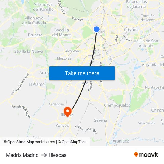 Madriz Madrid to Madriz Madrid map