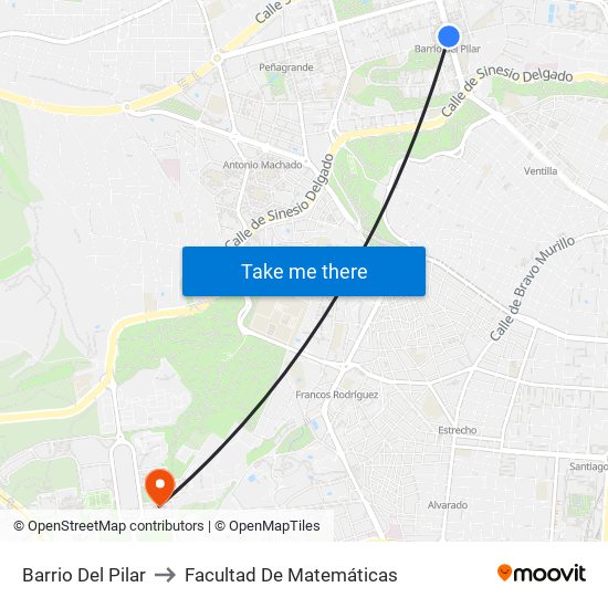 Barrio Del Pilar to Facultad De Matemáticas map