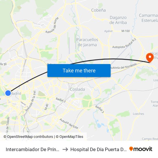 Intercambiador De Príncipe Pío to Hospital De Día Puerta De Hierro map