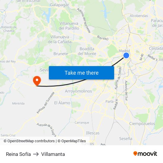 Reina Sofía to Villamanta map