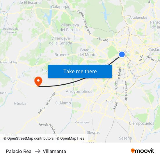 Palacio Real to Villamanta map