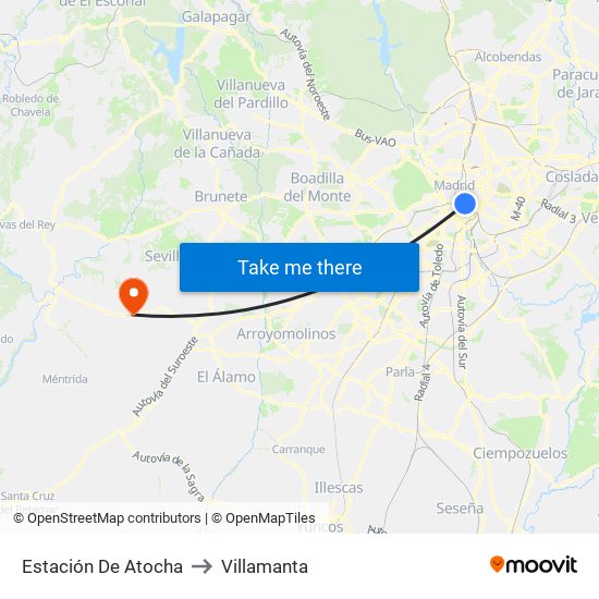 Estación De Atocha to Villamanta map