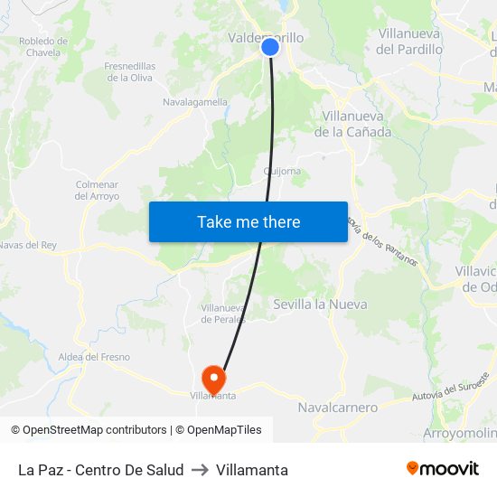 La Paz - Centro De Salud to Villamanta map