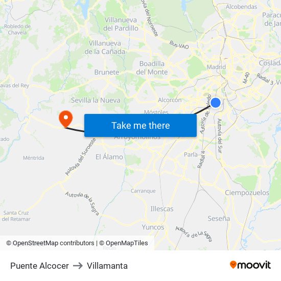 Puente Alcocer to Villamanta map