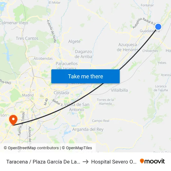 Taracena / Plaza García De La Varga to Hospital Severo Ochoa map