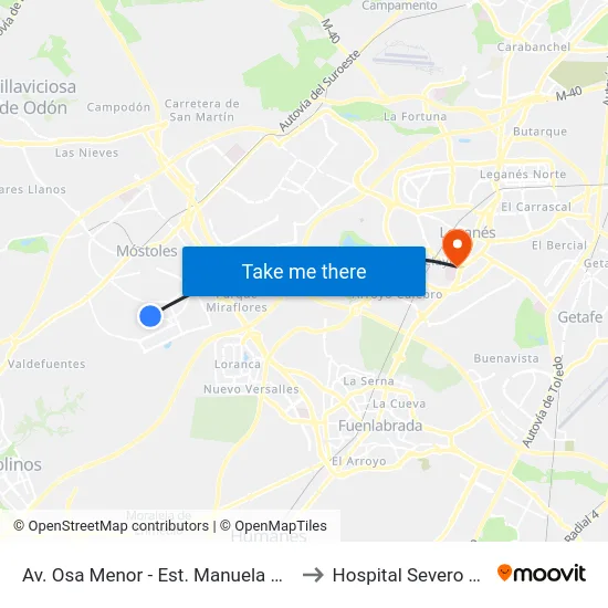 Av. Osa Menor - Est. Manuela Malasaña to Hospital Severo Ochoa map