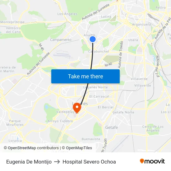 Eugenia De Montijo to Hospital Severo Ochoa map