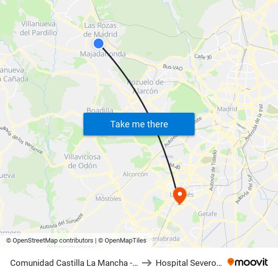 Comunidad Castilla La Mancha - Av. España to Hospital Severo Ochoa map