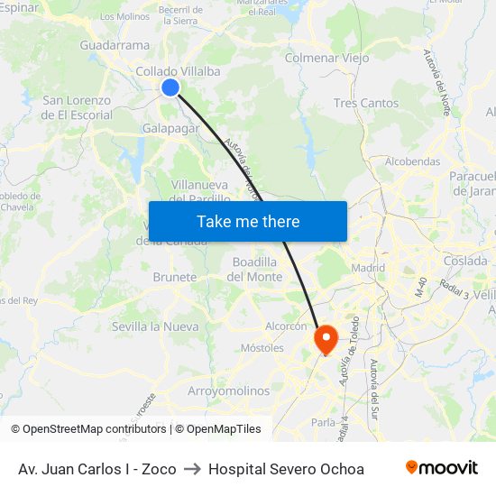 Av. Juan Carlos I - Zoco to Hospital Severo Ochoa map