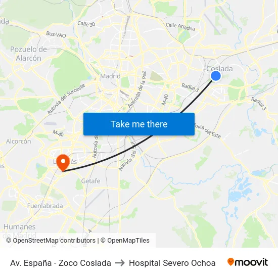 Av. España - Zoco Coslada to Hospital Severo Ochoa map