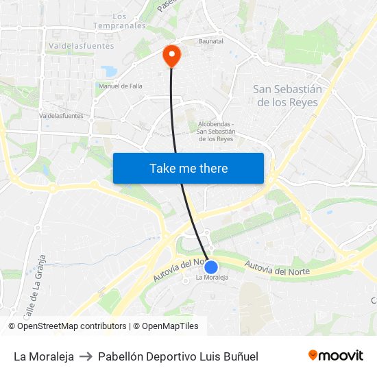 La Moraleja to Pabellón Deportivo Luis Buñuel map