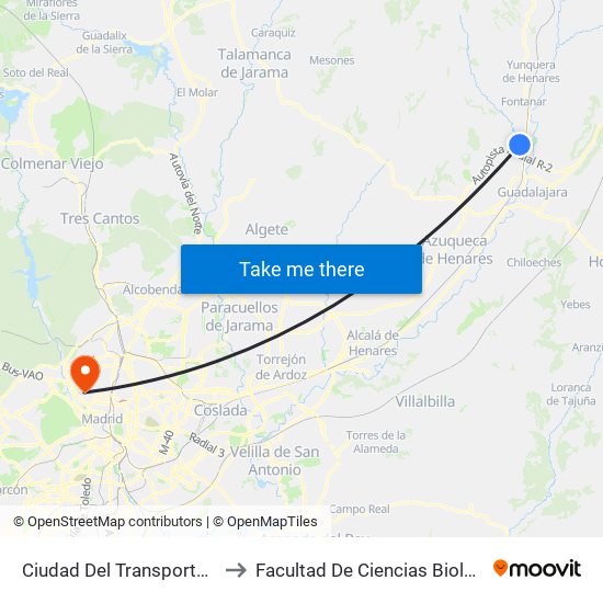 Ciudad Del Transporte, Polígonos Marchamalo to Facultad De Ciencias Biológicas Y Ciencias Geológicas map