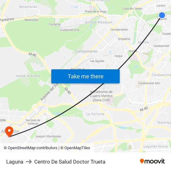 Laguna to Centro De Salud Doctor Trueta map