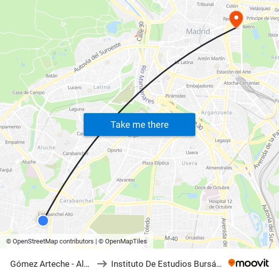 Gómez Arteche - Alzina to Instituto De Estudios Bursátiles map