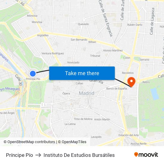 Príncipe Pío to Instituto De Estudios Bursátiles map