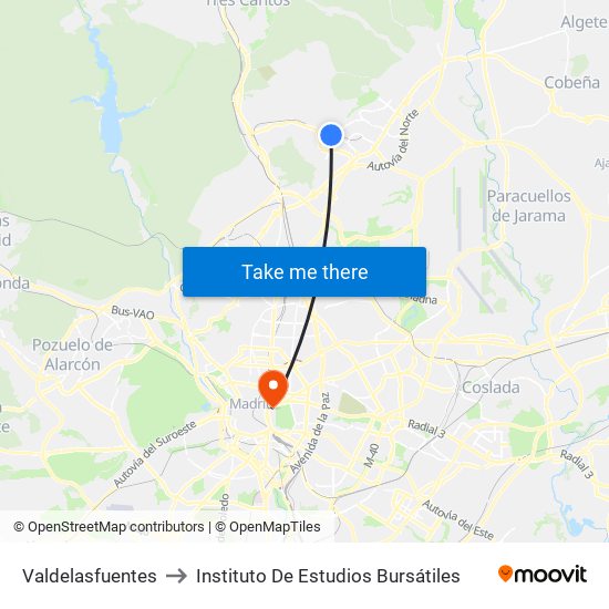 Valdelasfuentes to Instituto De Estudios Bursátiles map