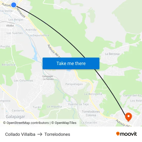 Collado Villalba to Torrelodones map