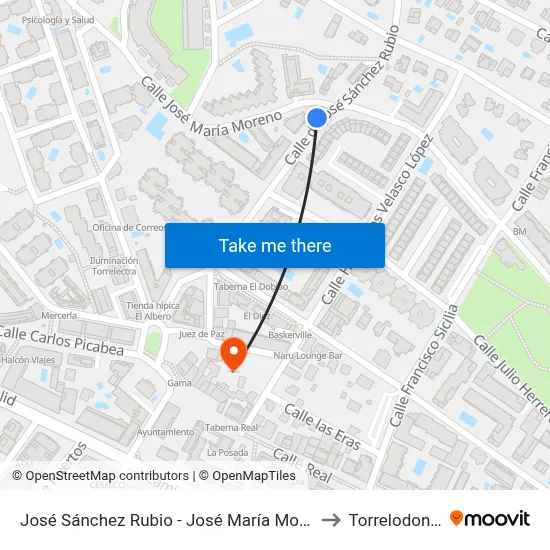 José Sánchez Rubio - José María Moreno to Torrelodones map