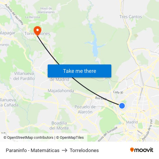 Paraninfo - Matemáticas to Torrelodones map