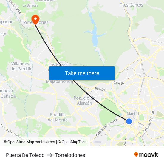 Puerta De Toledo to Torrelodones map