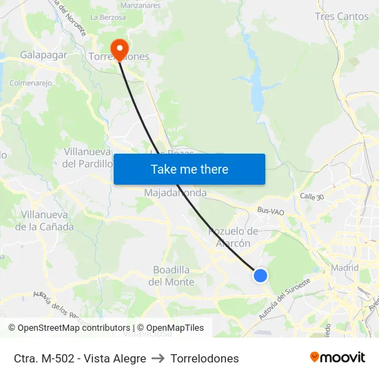 Ctra. M-502 - Vista Alegre to Torrelodones map