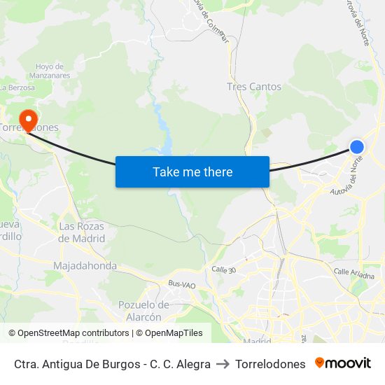 Ctra. Antigua De Burgos - C. C. Alegra to Torrelodones map
