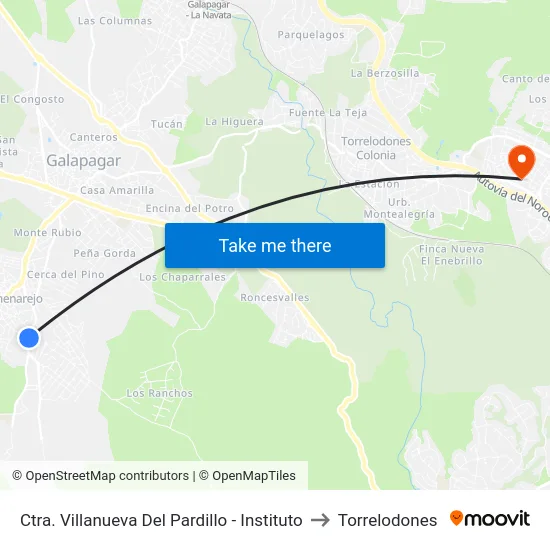 Ctra. Villanueva Del Pardillo - Instituto to Torrelodones map