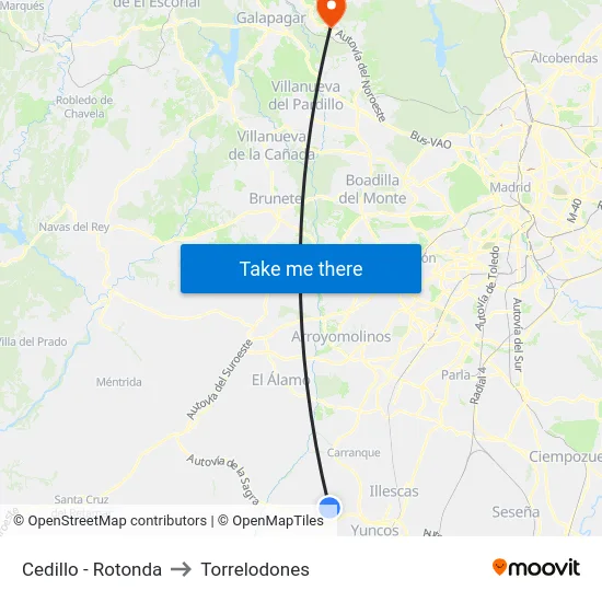 Cedillo - Rotonda to Torrelodones map