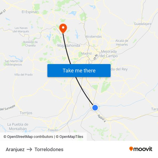 Aranjuez to Torrelodones map