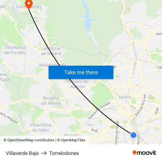Villaverde Bajo to Torrelodones map